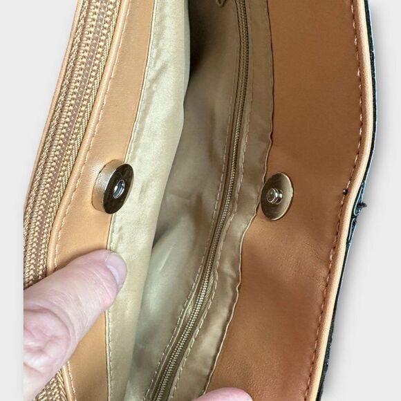 Aurielle Leather Two-tone Black and Tan Purse Handbag - Picture 7 of 12